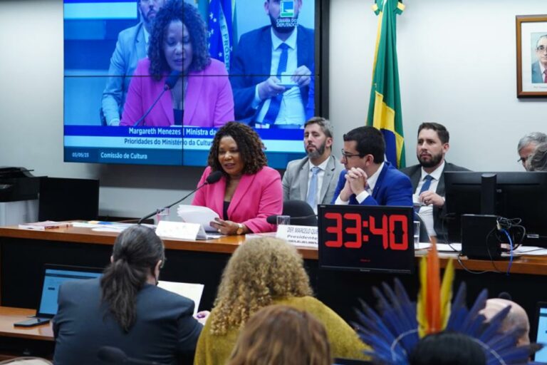 Tarcísio Motta recebe ministra Margareth Menezes na Comissão de Cultura da Câmara dos Deputados